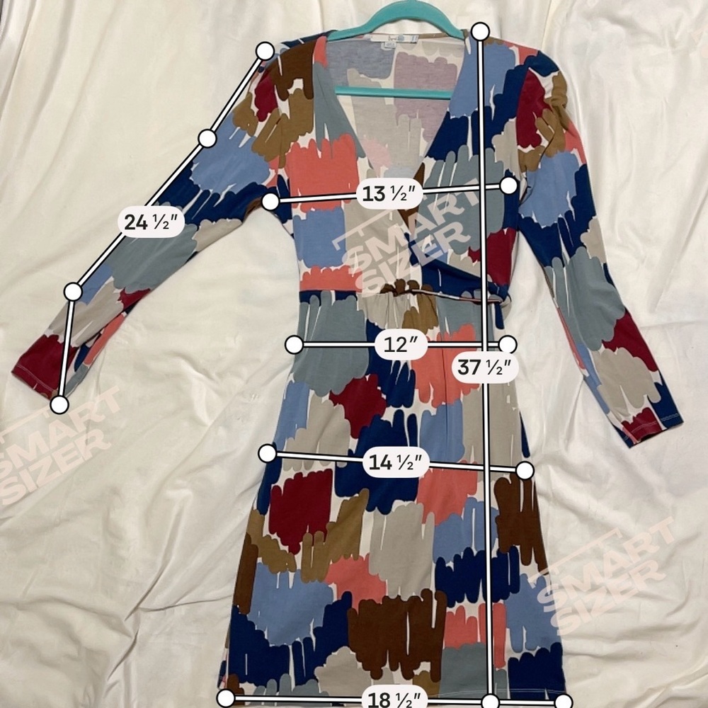 Boden Elodie Jersey Faux Wrap Long Sleeve Dress Abstract Print Office Size 10R - Picture 3 of 6